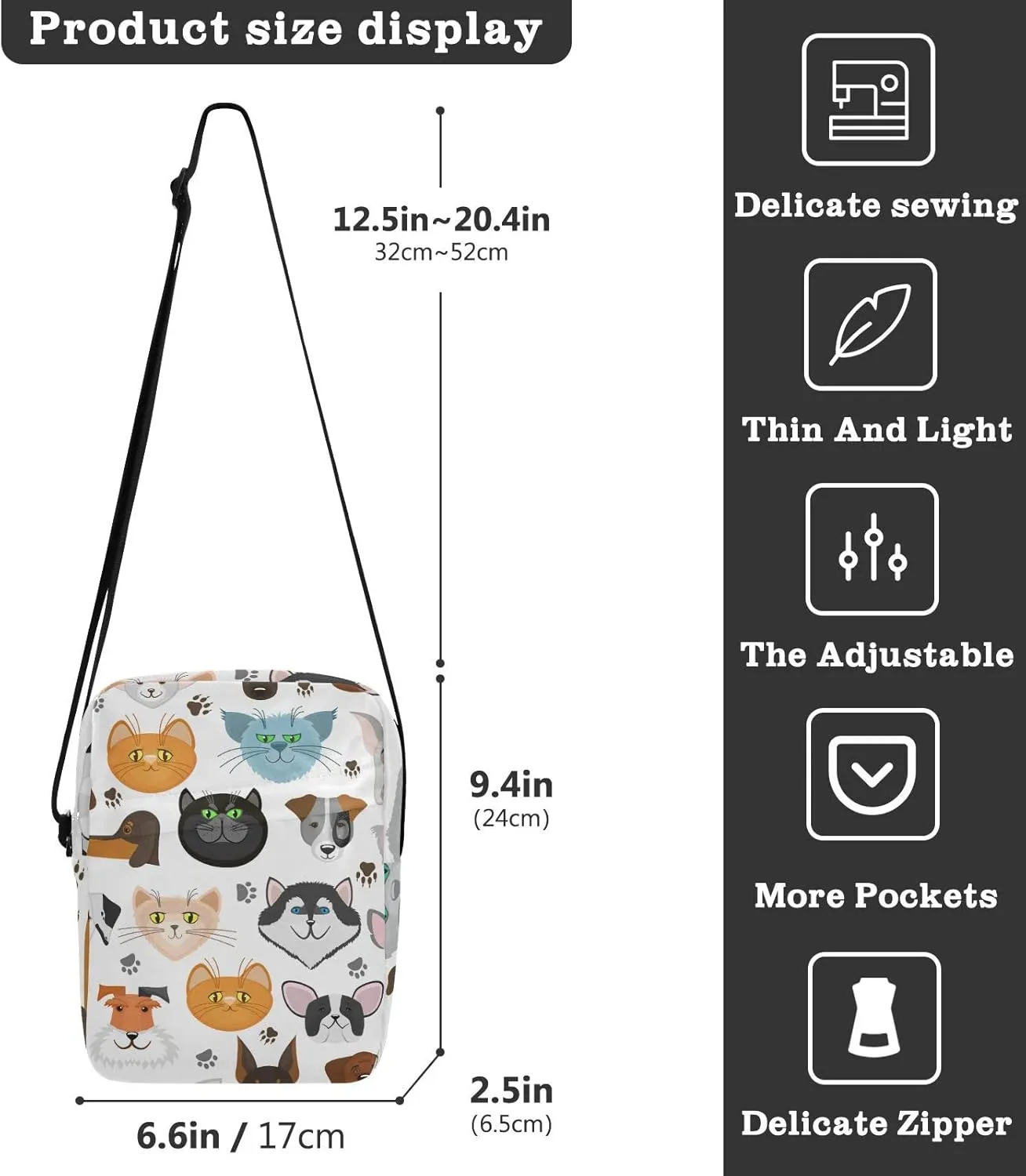 Oyihfvs Messenger Bag, Men's Crossbody Bag, Women's Crossbody Bag with Adjustable Strap