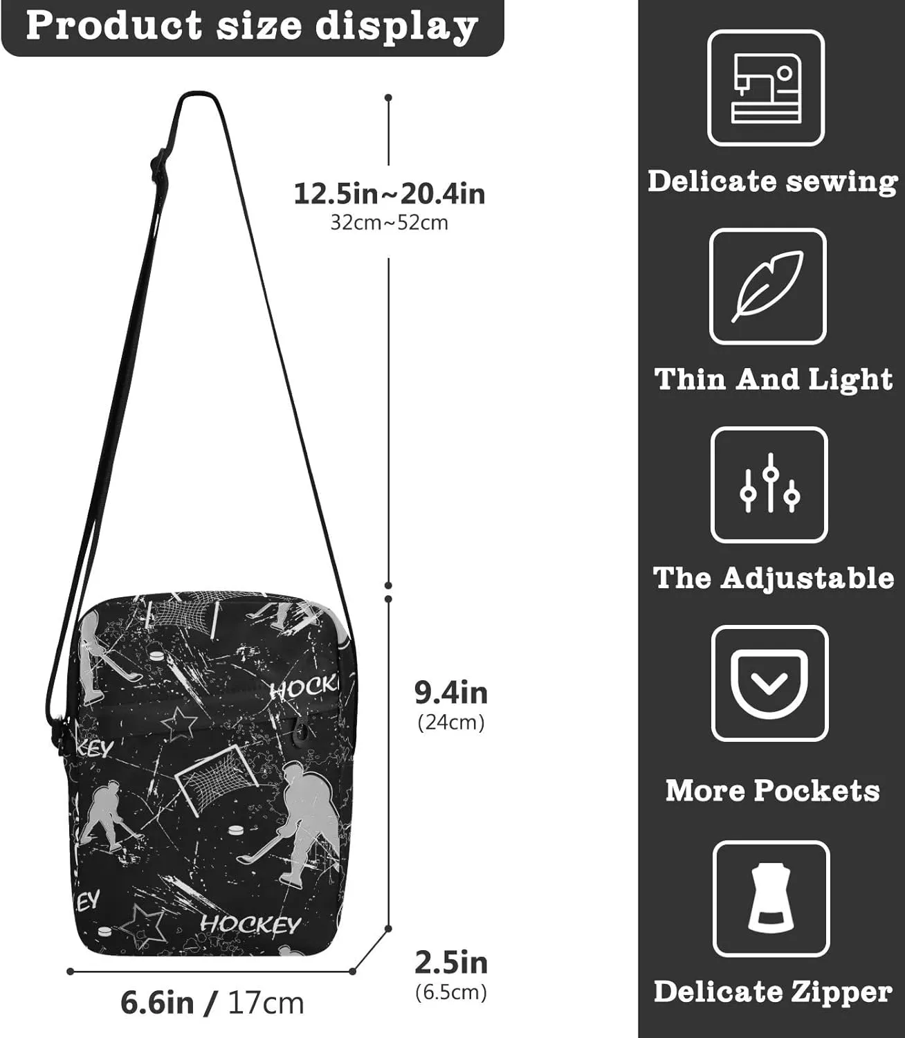 Oyihfvs Messenger Bag, Men's Crossbody Bag, Women's Crossbody Bag with Adjustable Strap