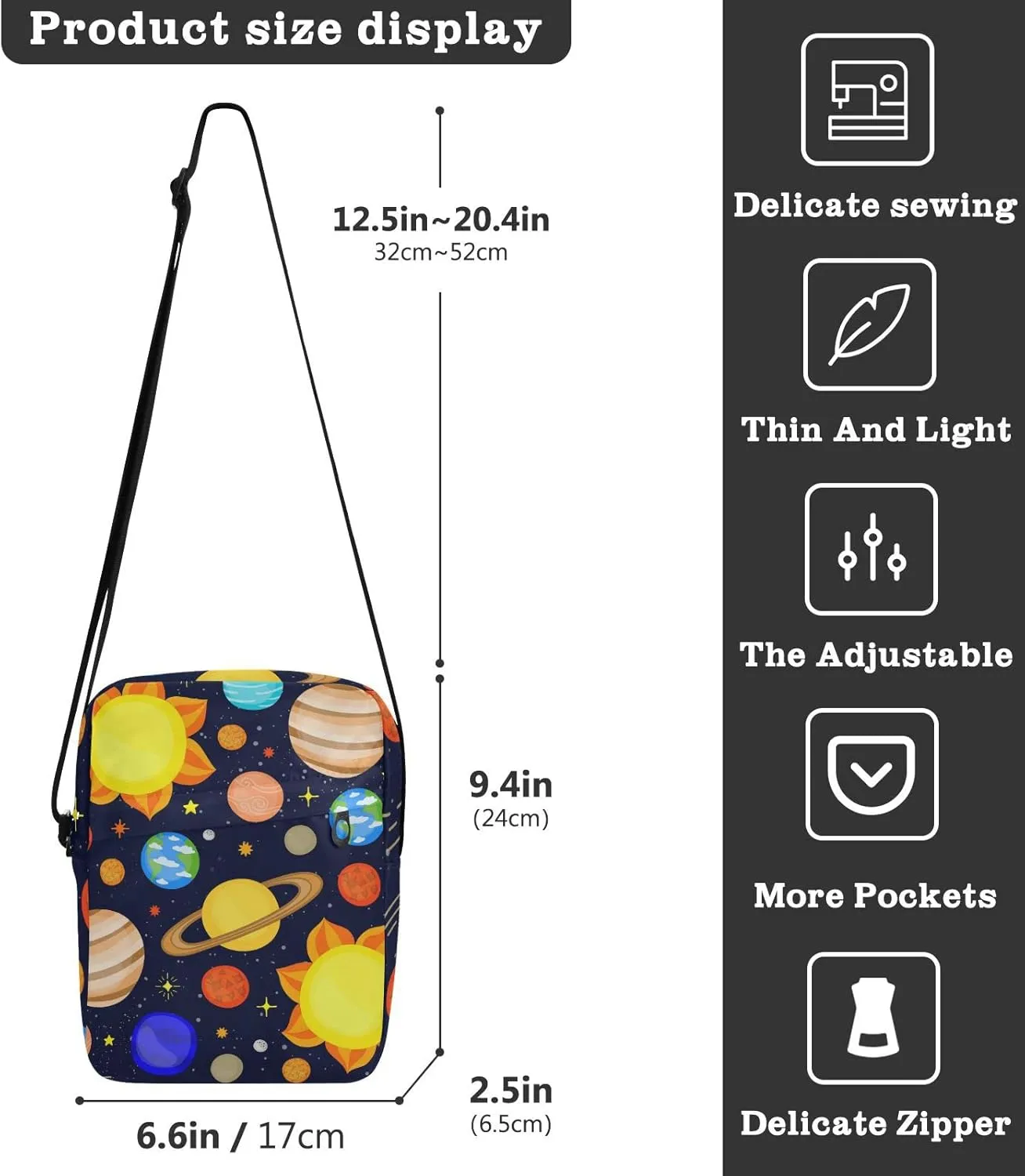 Oyihfvs Messenger Bag, Men's Crossbody Bag, Women's Crossbody Bag with Adjustable Strap
