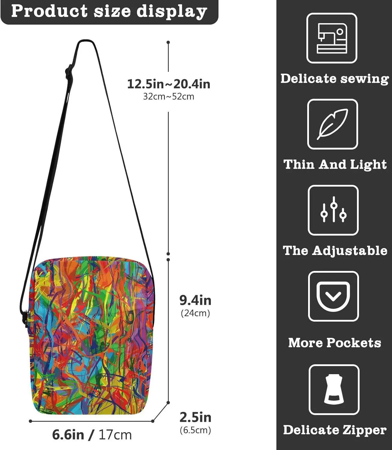 Oyihfvs Messenger Bag, Men's Crossbody Bag, Women's Crossbody Bag with Adjustable Strap