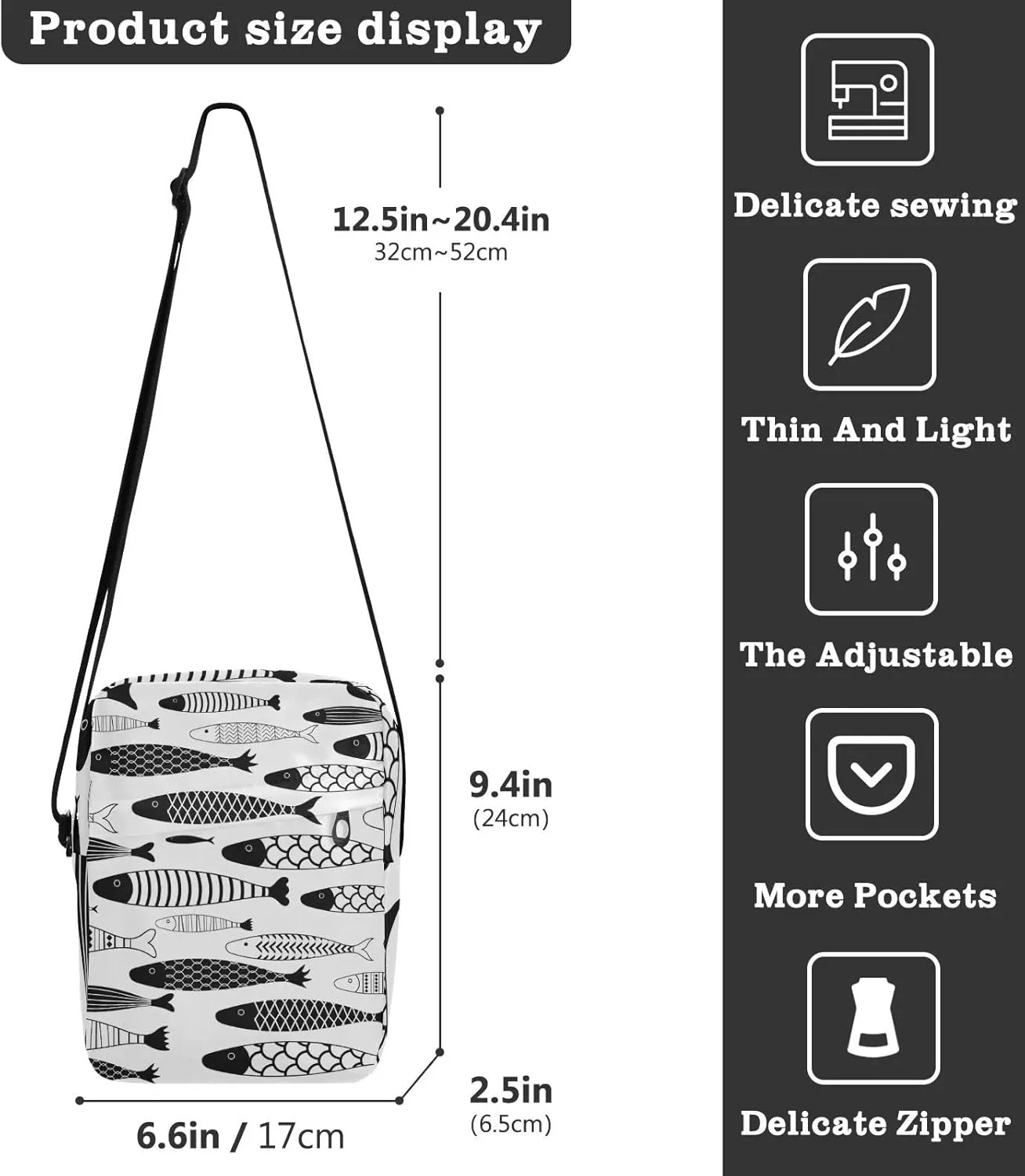 Oyihfvs Messenger Bag, Men's Crossbody Bag, Women's Crossbody Bag with Adjustable Strap