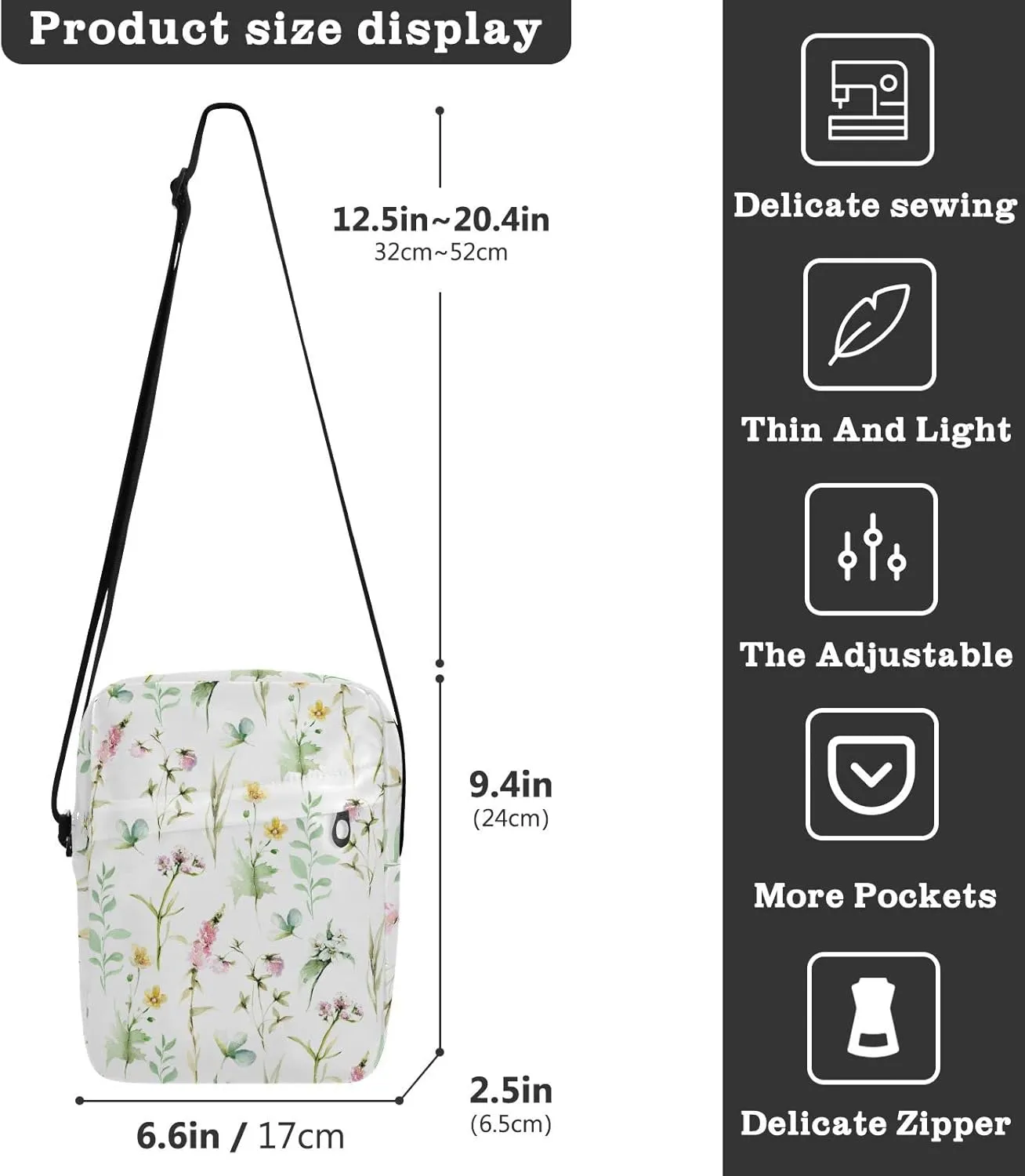 Oyihfvs Messenger Bag, Men's Crossbody Bag, Women's Crossbody Bag with Adjustable Strap