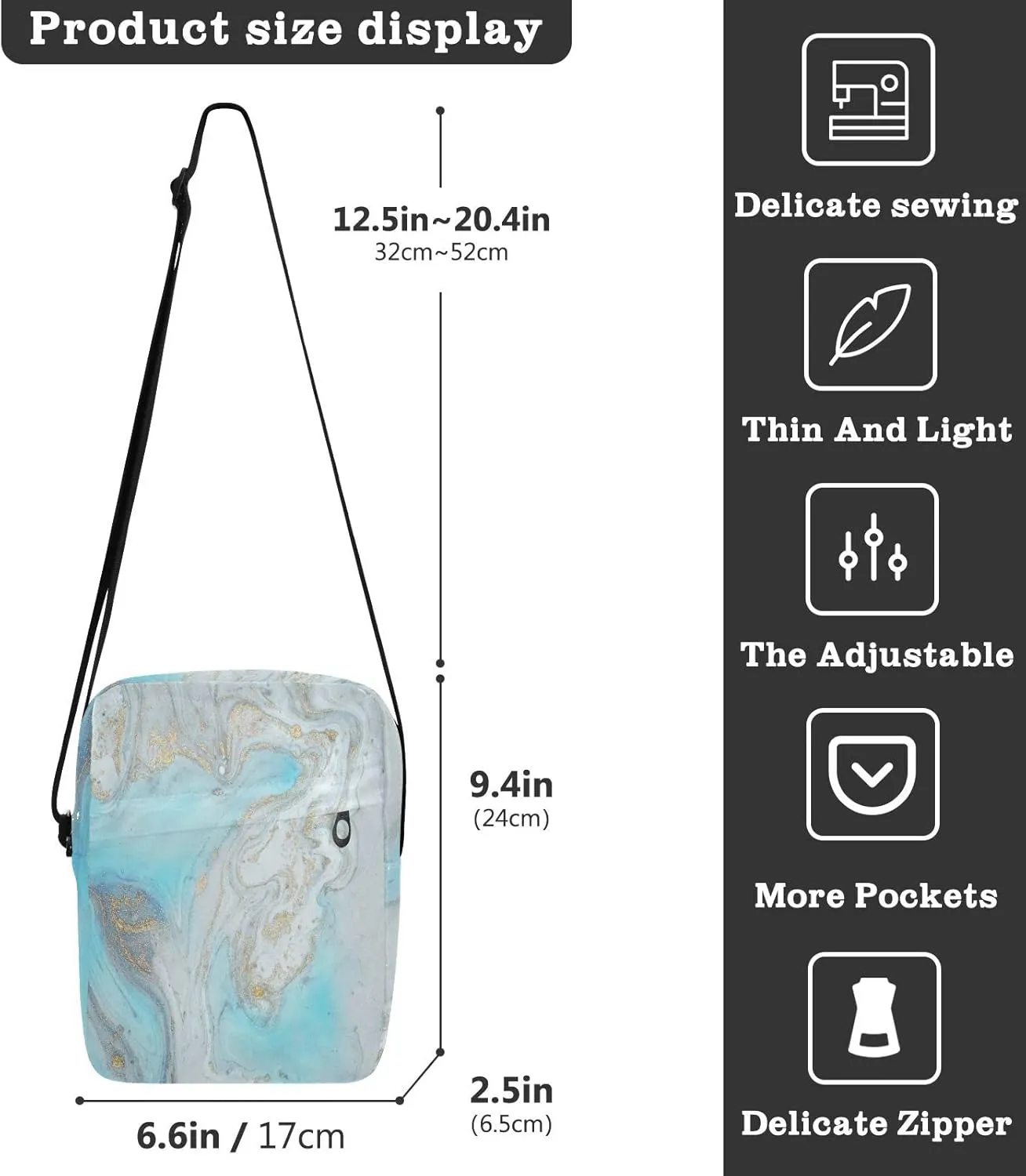 Oyihfvs Messenger Bag, Men's Crossbody Bag, Women's Crossbody Bag with Adjustable Strap
