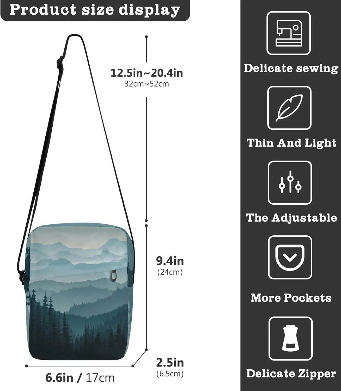 Oyihfvs Messenger Bag, Men's Crossbody Bag, Women's Crossbody Bag with Adjustable Strap