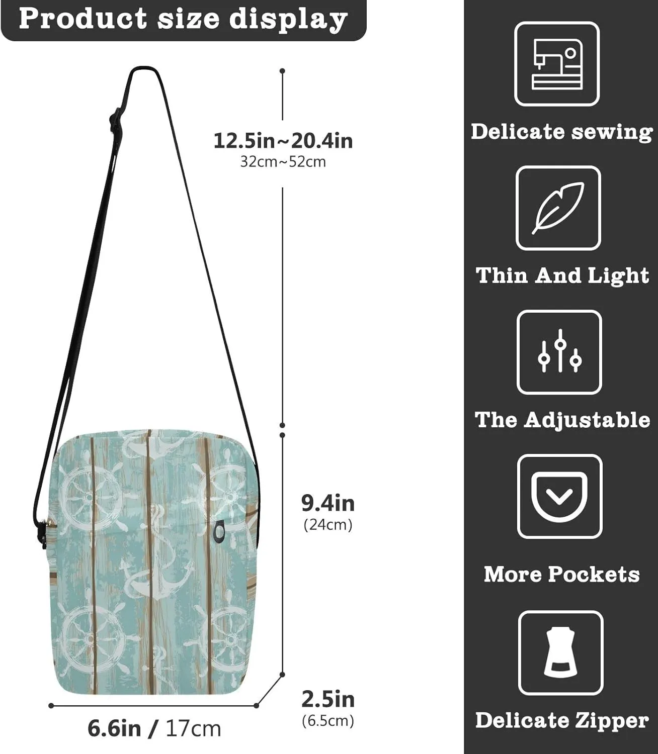 Oyihfvs Messenger Bag, Men's Crossbody Bag, Women's Crossbody Bag with Adjustable Strap