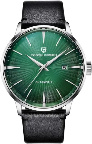 Pagani Design Fashion Men's Waterproof Stainless Steel Automatic Mechanical Watch, Date Display and Brown Leather Strap