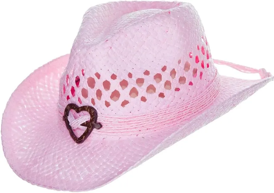 Panama Jack Kids Packable Handwoven Straw Western Sun Hat
