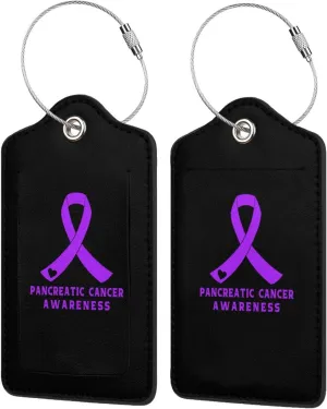 Pancreatic Cancer Awareness 2 Leather Luggage Tags for Bags for Men Women4