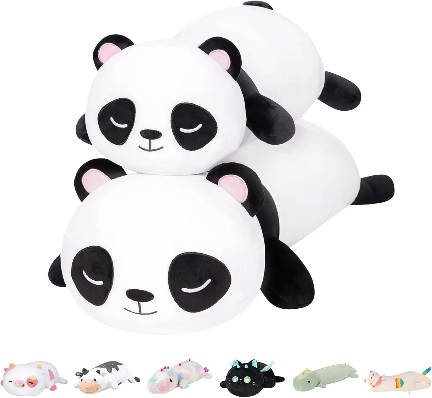 Panda Plush Body Pillow, 35” Panda Stuffed Animal, Cute Plushies Cuddle Pillow for Kids, Long Plush Toys, Birthday Gifts for Women, Girls and Males