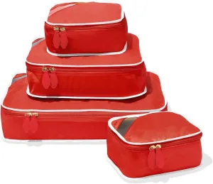 Paravel Packing Cube Quads | Luggage Organizer for Travel Accessories, Shoes, Toiletries, Laundry | 4 Pack Storage Cubes in Various Sizes | Bebop Red