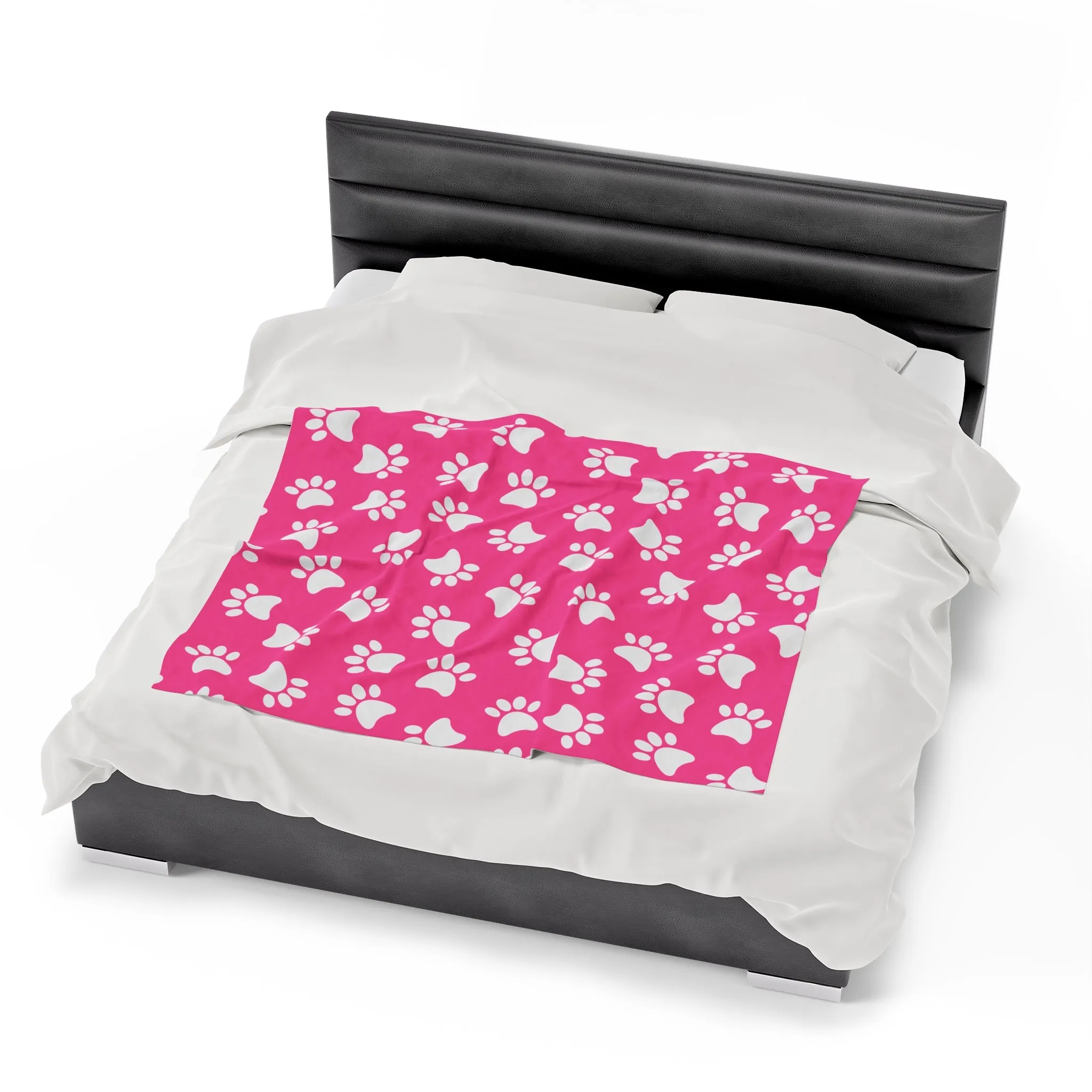 Paw Print Velveteen Plush Blanket | Soft, Playful, Luxurious and Comforting | Available in Multiple Sizes