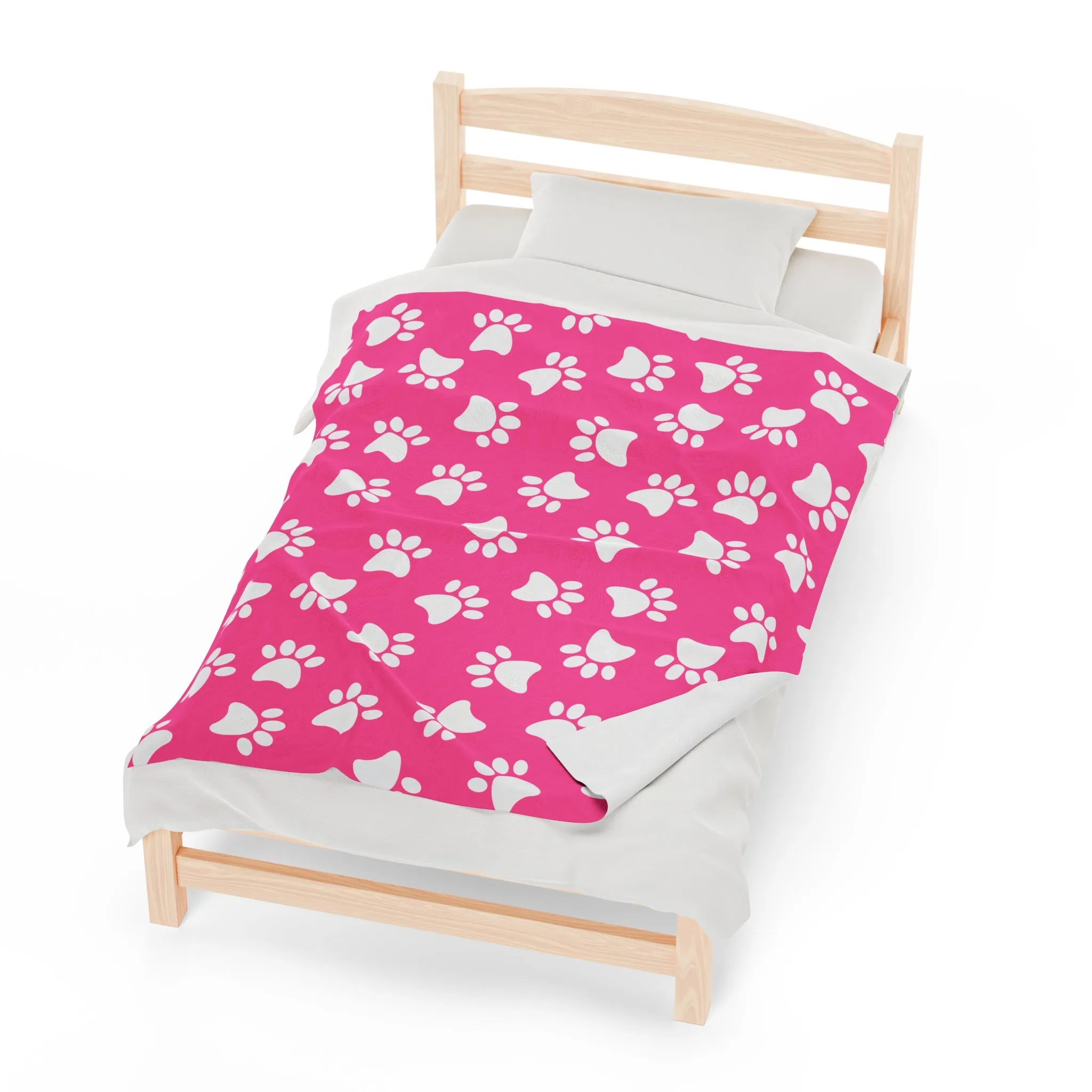 Paw Print Velveteen Plush Blanket | Soft, Playful, Luxurious and Comforting | Available in Multiple Sizes