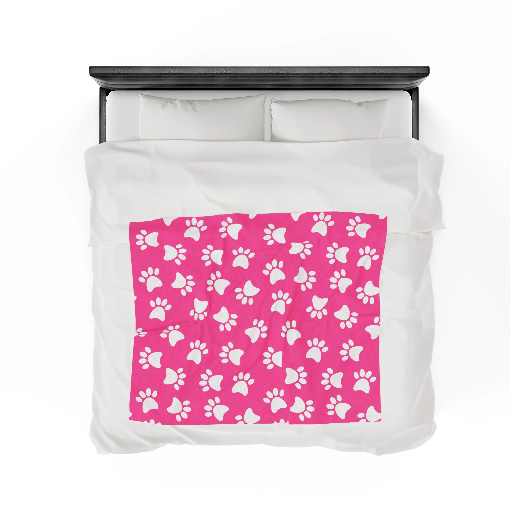 Paw Print Velveteen Plush Blanket | Soft, Playful, Luxurious and Comforting | Available in Multiple Sizes