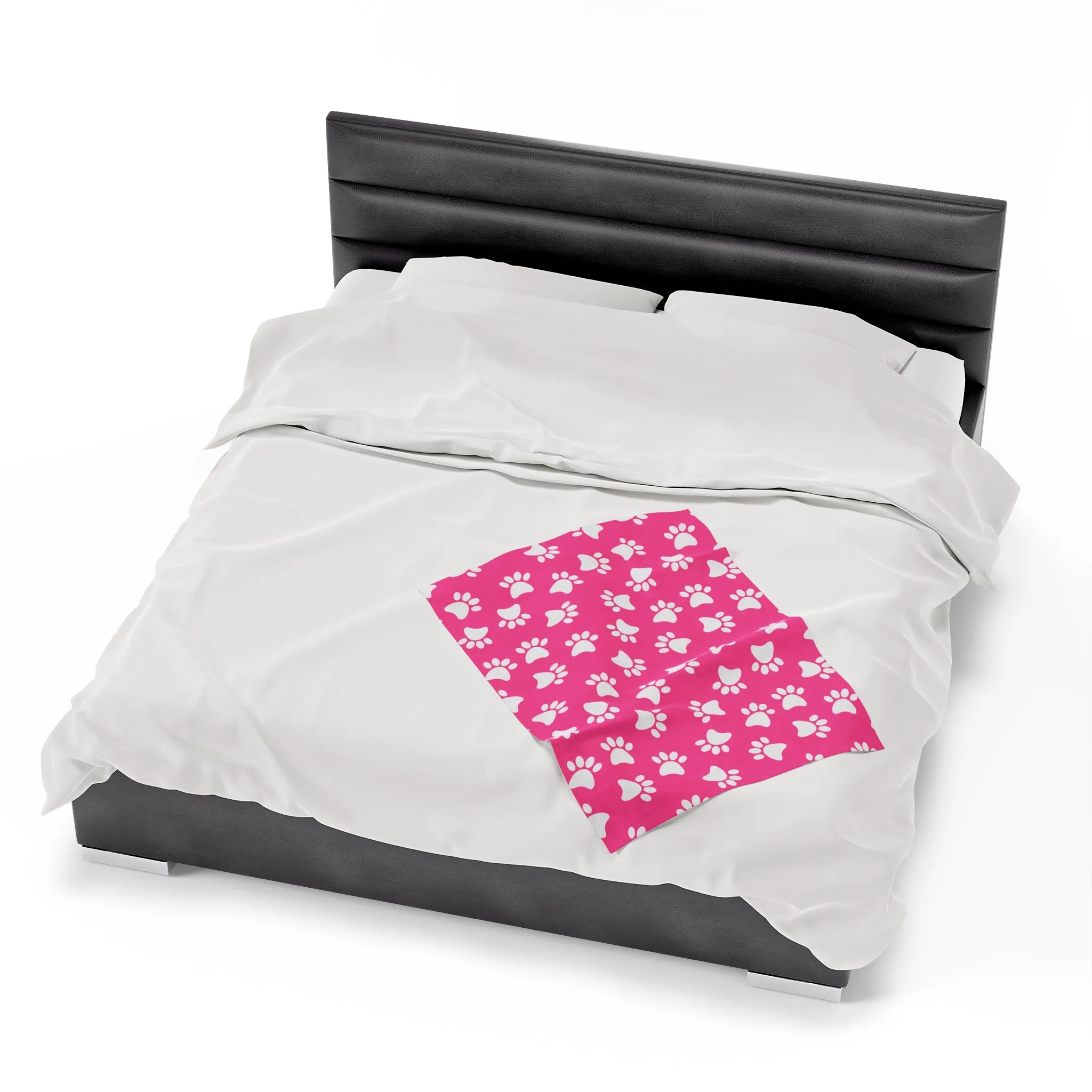Paw Print Velveteen Plush Blanket | Soft, Playful, Luxurious and Comforting | Available in Multiple Sizes