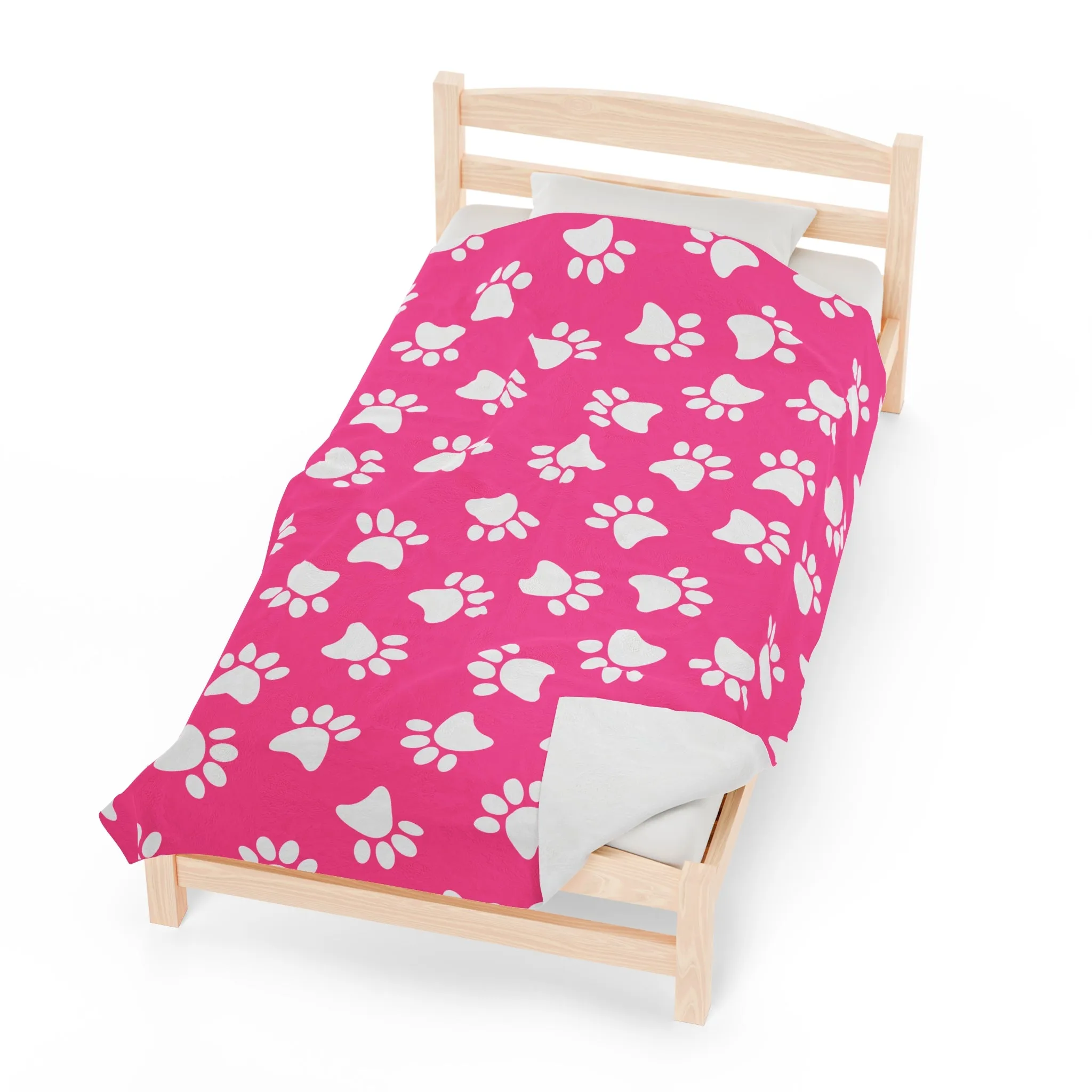 Paw Print Velveteen Plush Blanket | Soft, Playful, Luxurious and Comforting | Available in Multiple Sizes