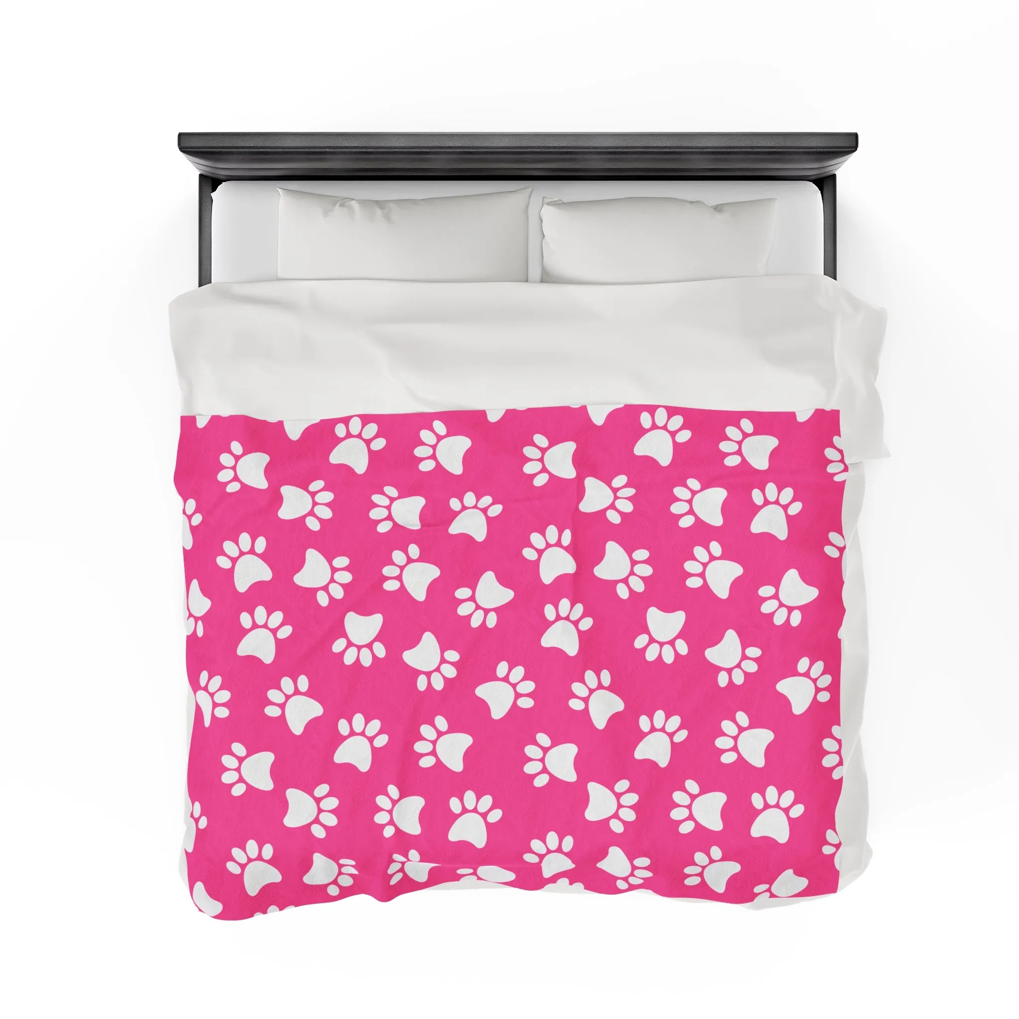 Paw Print Velveteen Plush Blanket | Soft, Playful, Luxurious and Comforting | Available in Multiple Sizes