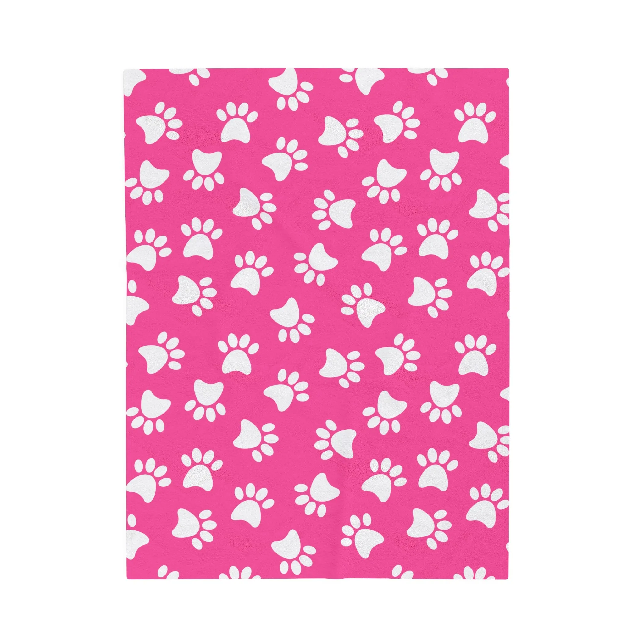Paw Print Velveteen Plush Blanket | Soft, Playful, Luxurious and Comforting | Available in Multiple Sizes
