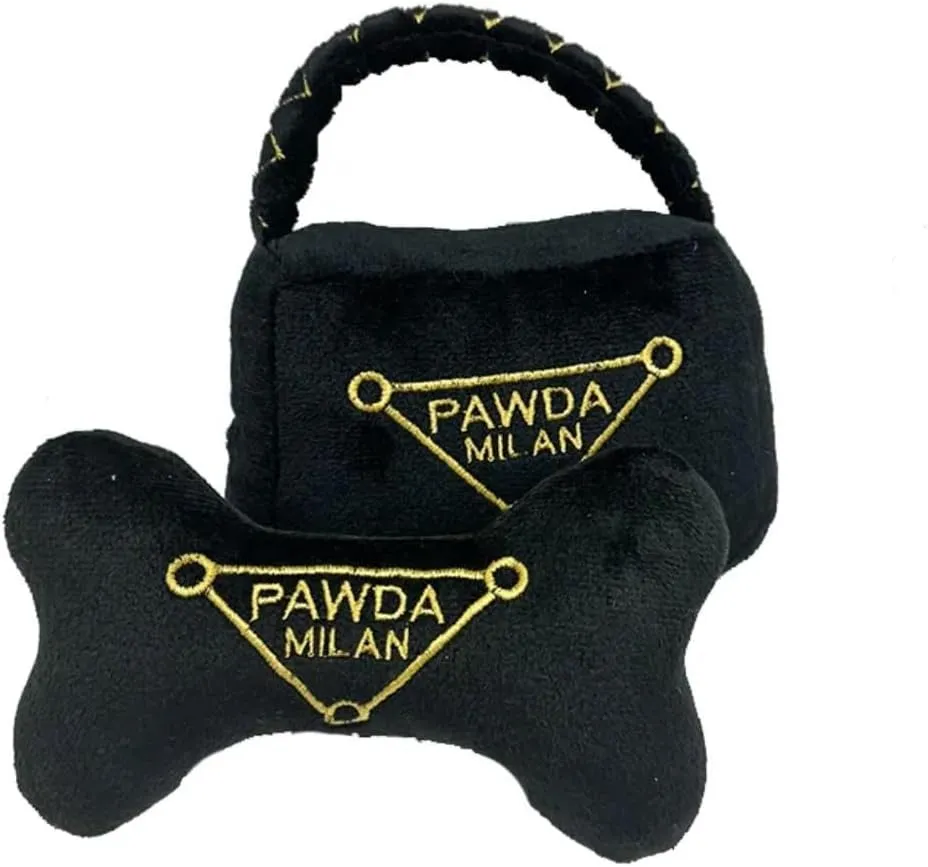 Pawda Milan Designer Plush Dog Toy Bone - Luxury Chew Toy for Stylish Pups