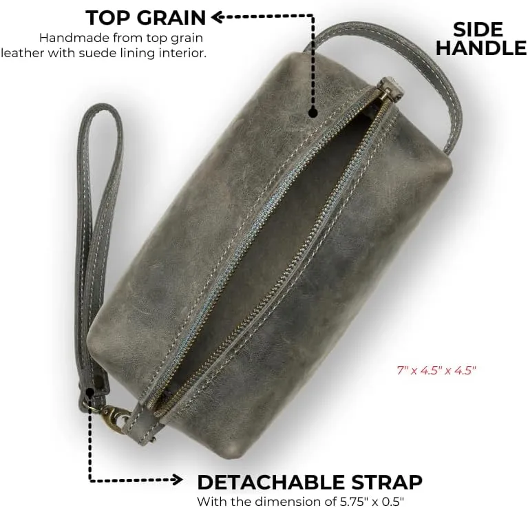 PEGAI Leather Travel Toiletry Bag for Men | Handmade Top Grain Distressed Dopp Kit, Mens Toiletry Bag, Shaving Kit Case Travel Organizer - Lee (Cinnamon)