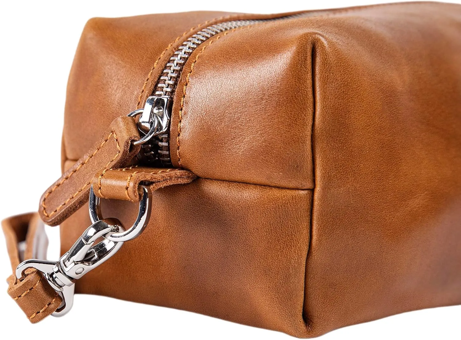 PEGAI Leather Travel Toiletry Bag for Men | Handmade Top Grain Distressed Dopp Kit, Mens Toiletry Bag, Shaving Kit Case Travel Organizer - Lee (Cinnamon)