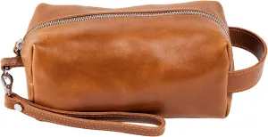 PEGAI Leather Travel Toiletry Bag for Men | Handmade Top Grain Distressed Dopp Kit, Mens Toiletry Bag, Shaving Kit Case Travel Organizer - Lee (Cinnamon)