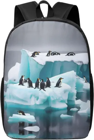 Penguins On The Iceberg Print Travel Backpack Carry On Flight Approved-Laptop Backpack,Personal Item Travel Bag with Friendly Design