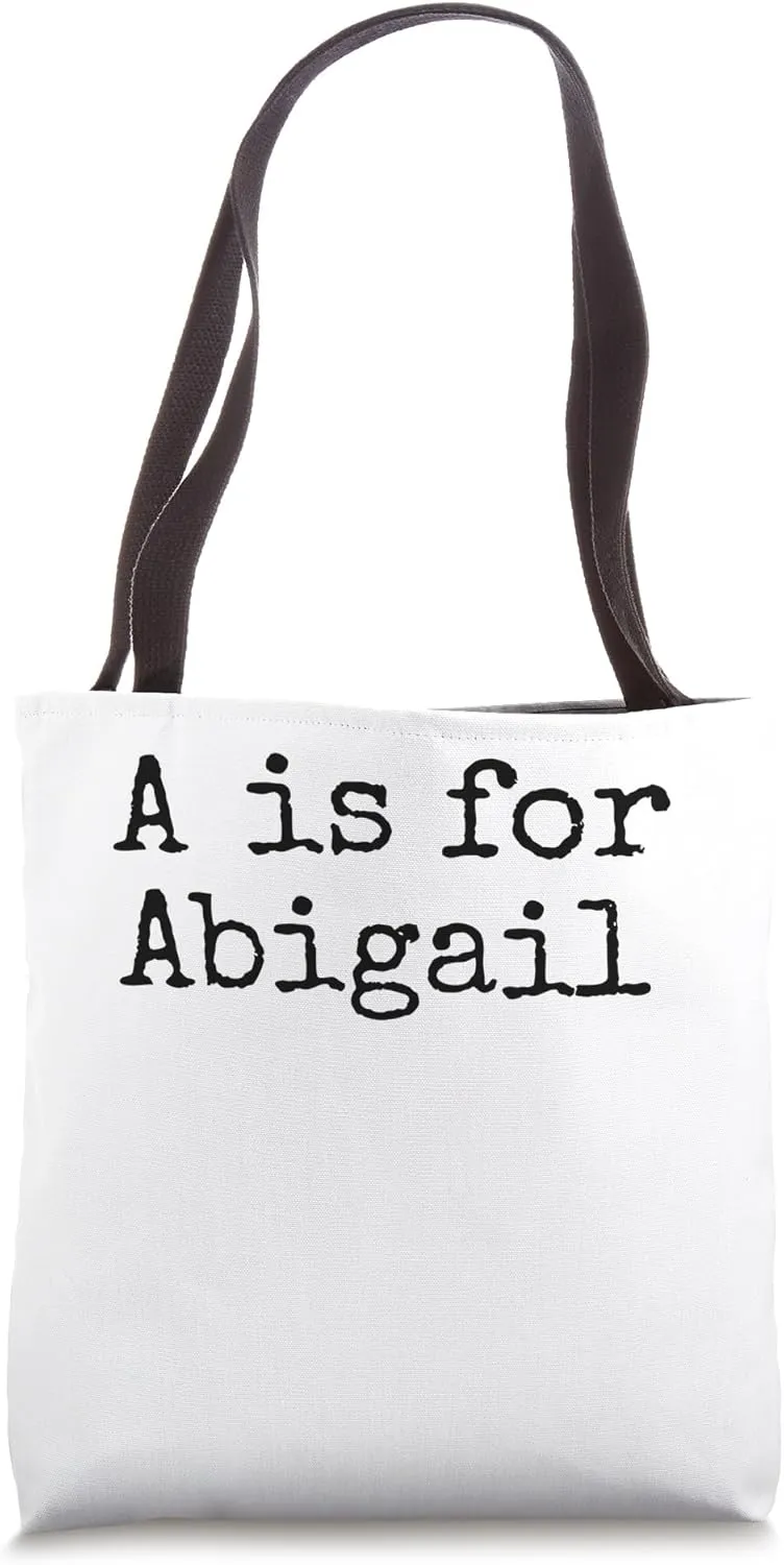 Personalized A is for Abigail Name Student Kindergarten Girl Tote Bag
