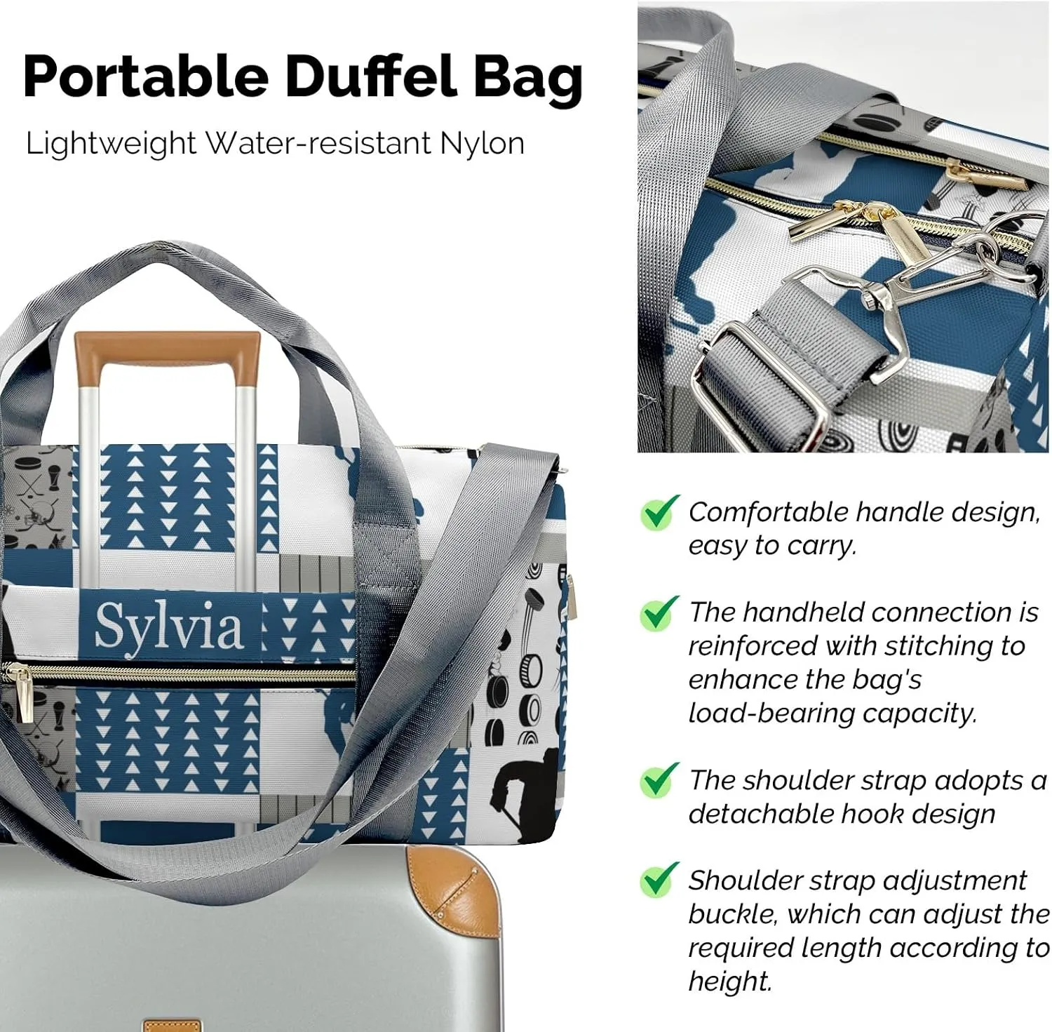 Personalized Ball Custom Multi-functional Travel Bag, Unisex Portable Duffel Bag, Short Distance Travel Assistant