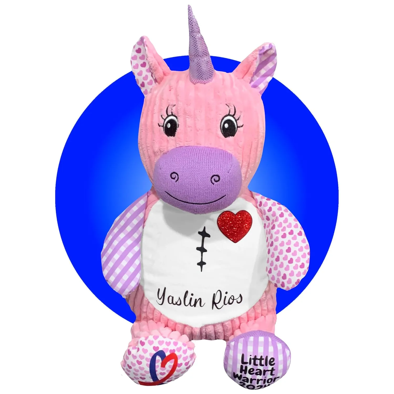 Personalized CHD Heart Warrior Teddy Bears - Surgery Teddy Bear Gifts - Gifts for kid having surgery - Custom Scar Buddy - Heart Warrior Gifts - Surgery Recovery Gifts by Kikilishop (Hearts Unicorn)