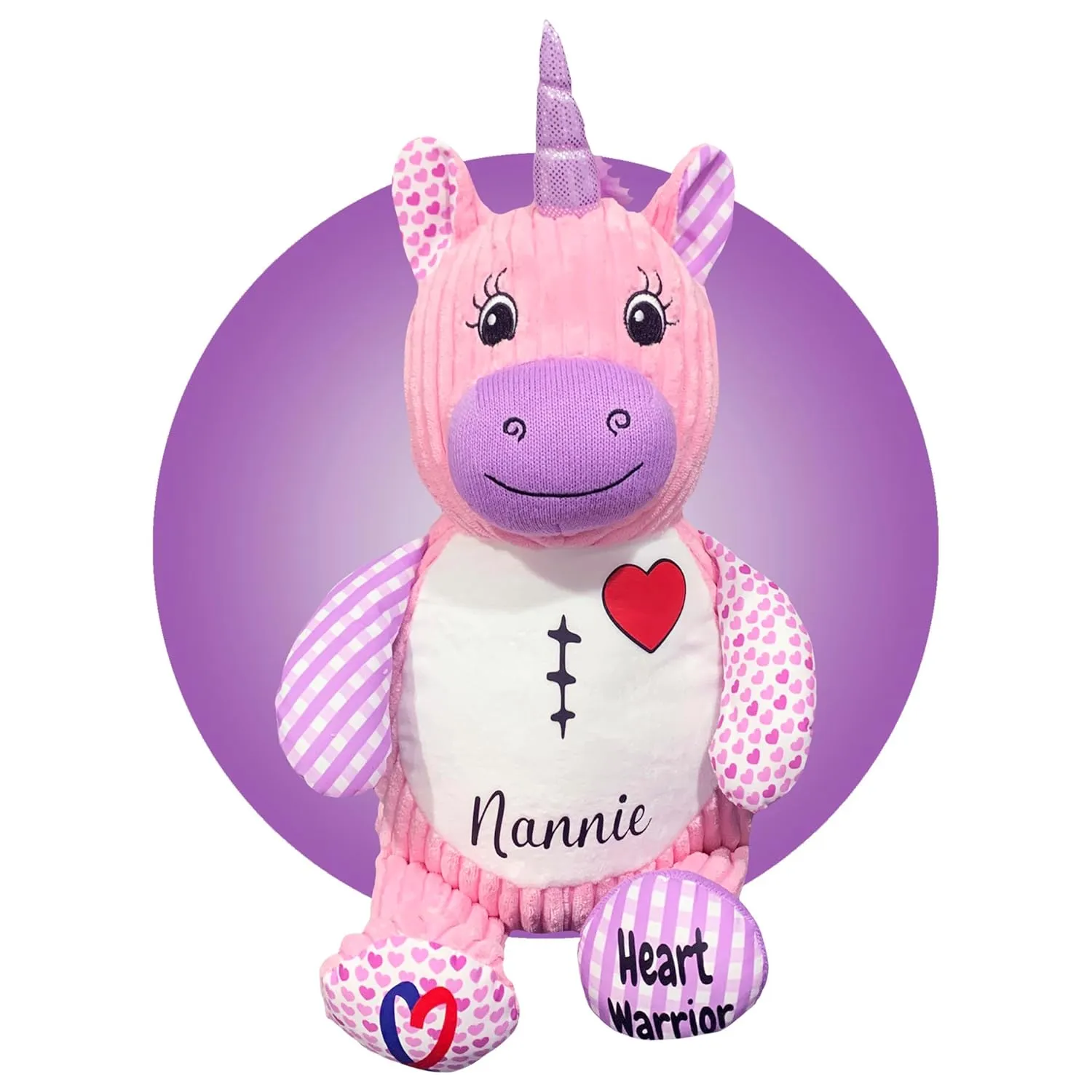 Personalized CHD Heart Warrior Teddy Bears - Surgery Teddy Bear Gifts - Gifts for kid having surgery - Custom Scar Buddy - Heart Warrior Gifts - Surgery Recovery Gifts by Kikilishop (Hearts Unicorn)
