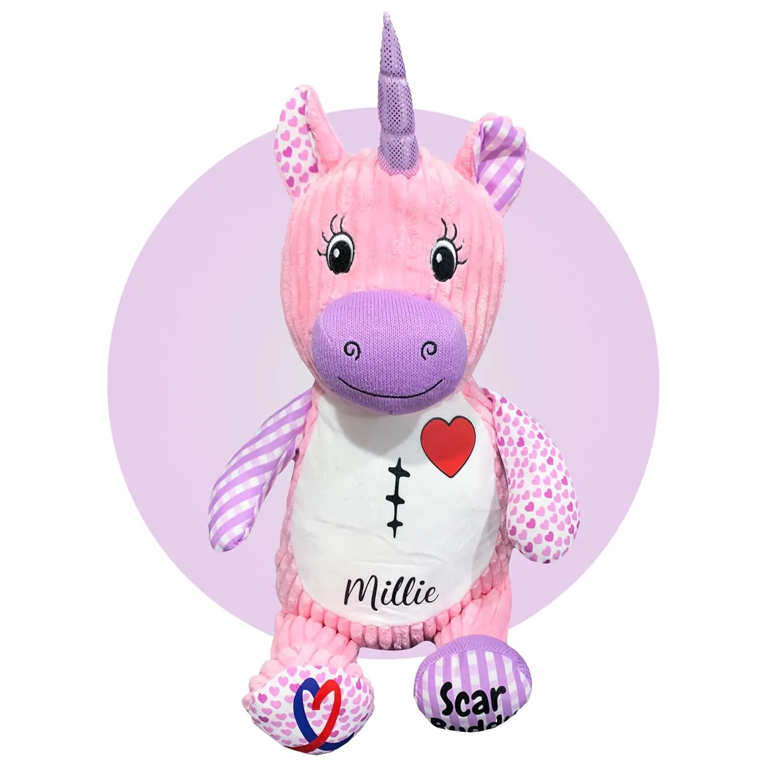 Personalized CHD Heart Warrior Teddy Bears - Surgery Teddy Bear Gifts - Gifts for kid having surgery - Custom Scar Buddy - Heart Warrior Gifts - Surgery Recovery Gifts by Kikilishop (Hearts Unicorn)