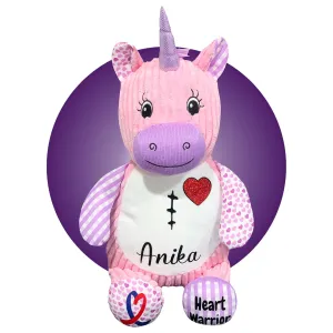 Personalized CHD Heart Warrior Teddy Bears - Surgery Teddy Bear Gifts - Gifts for kid having surgery - Custom Scar Buddy - Heart Warrior Gifts - Surgery Recovery Gifts by Kikilishop (Hearts Unicorn)