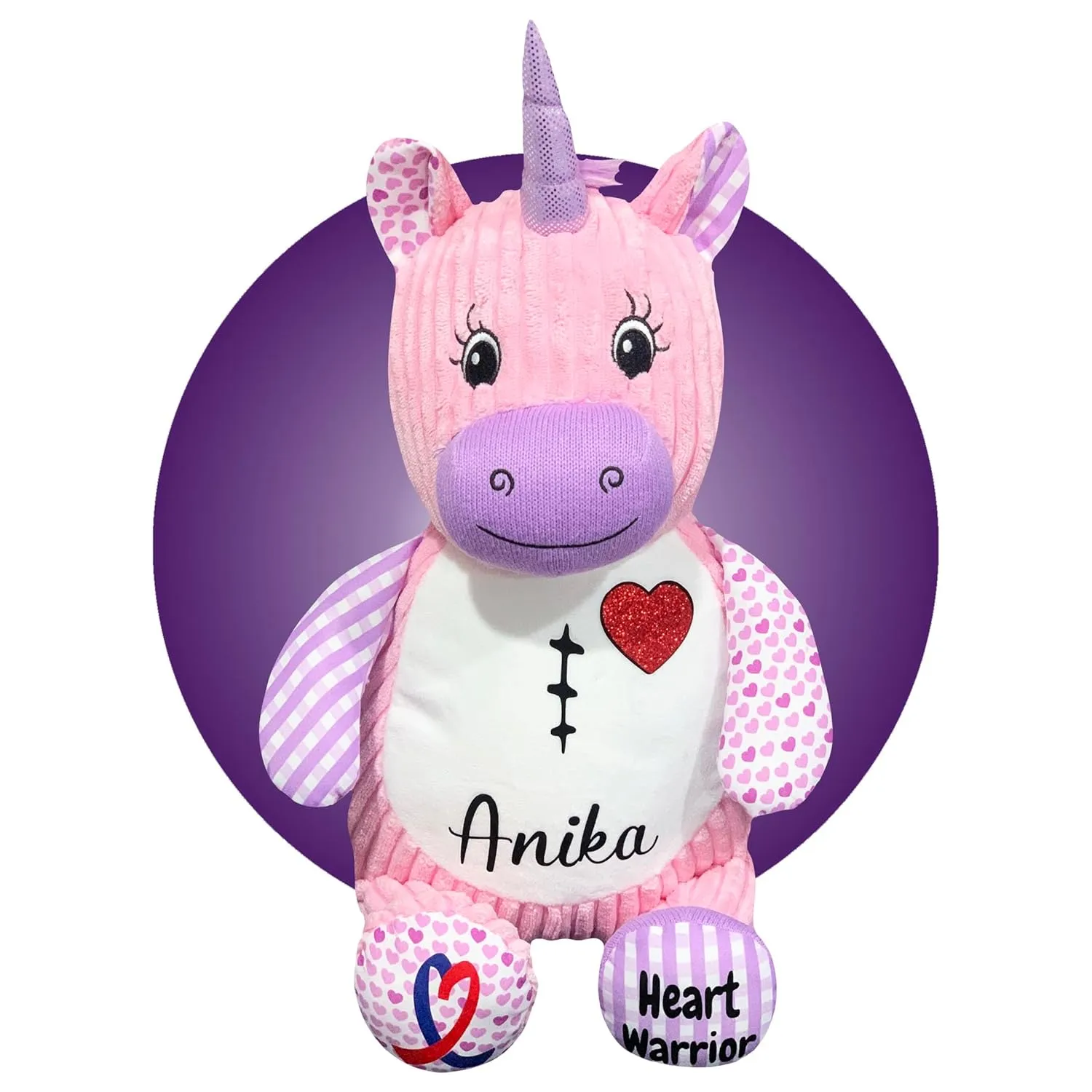 Personalized CHD Heart Warrior Teddy Bears - Surgery Teddy Bear Gifts - Gifts for kid having surgery - Custom Scar Buddy - Heart Warrior Gifts - Surgery Recovery Gifts by Kikilishop (Hearts Unicorn)