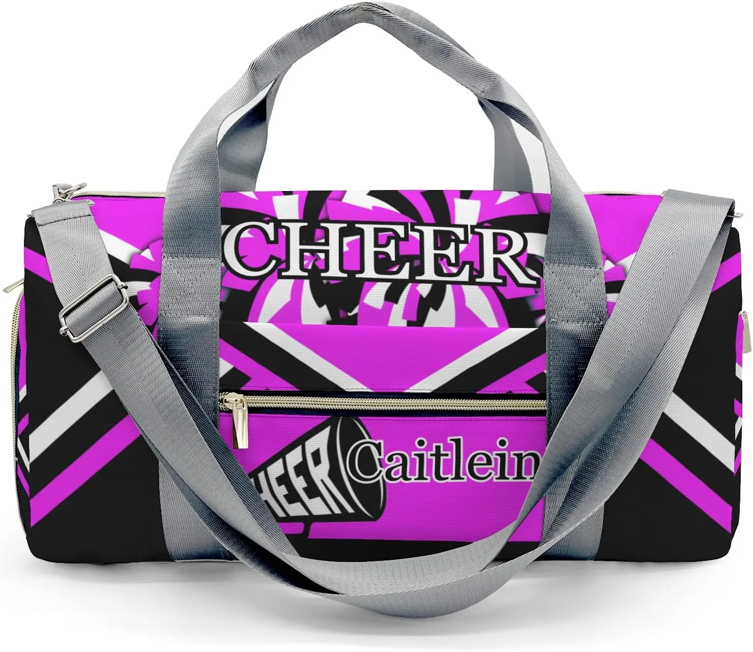 Personalized Cheer Purple Custom Multi-functional Travel Bag, Unisex Portable Duffel Bag, Short Distance Travel Assistant