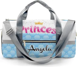 Personalized Diamond Princess Crown Blue Customized Multi-functional Handbag Travel Bag,Unisex Short Trip Portable Duffel Bag