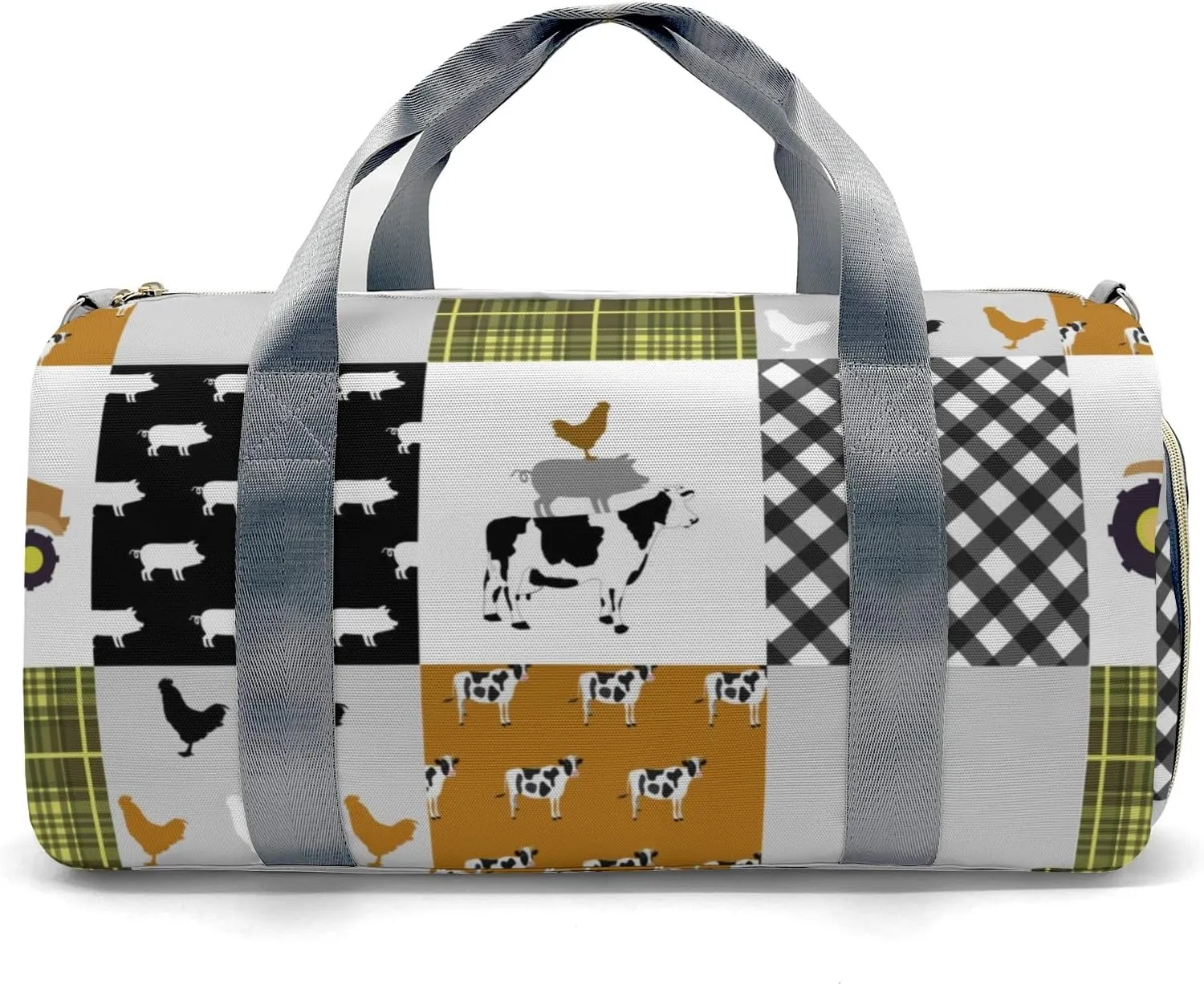 Personalized Farm Car Animals Cow Pig Chick Custom Multi-functional Travel Bag, Unisex Portable Duffel Bag, Short Distance Travel Assistant
