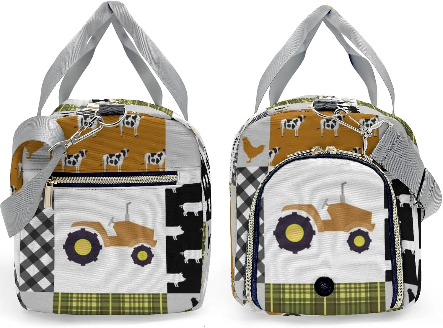 Personalized Farm Car Animals Cow Pig Chick Custom Multi-functional Travel Bag, Unisex Portable Duffel Bag, Short Distance Travel Assistant