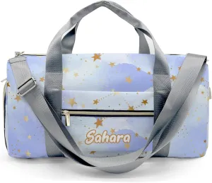 Personalized Golden Star Pattern Custom Multi-functional Travel Bag, Unisex Portable Duffel Bag, Short Distance Travel Assistant