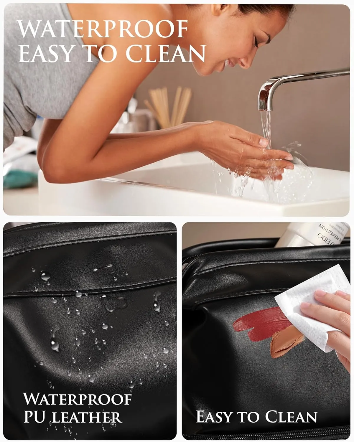 Personalized Graduation Gifts, Initial Large Makeup Bag, Personalized Double Layer Cosmetic Bag with Makeup Brush Organizer, Waterproof, Large Capacity PU Leather Toiletry Bag, Friend gifts