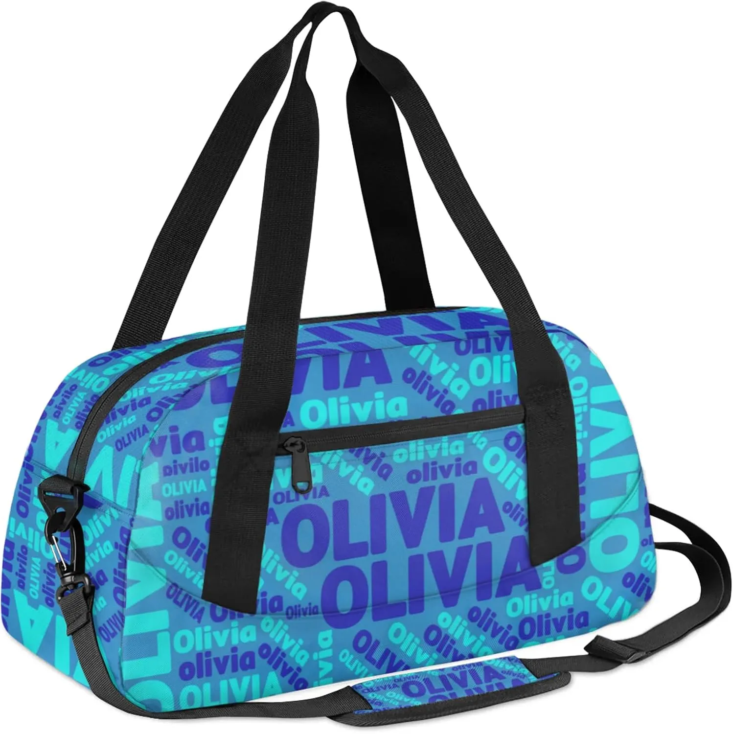 Personalized Gym Sport Duffel Bag with Name Custom Travel Overnight Bag Waterproof Customized Dance Bag Carry-On Tote 18.5in, Blue