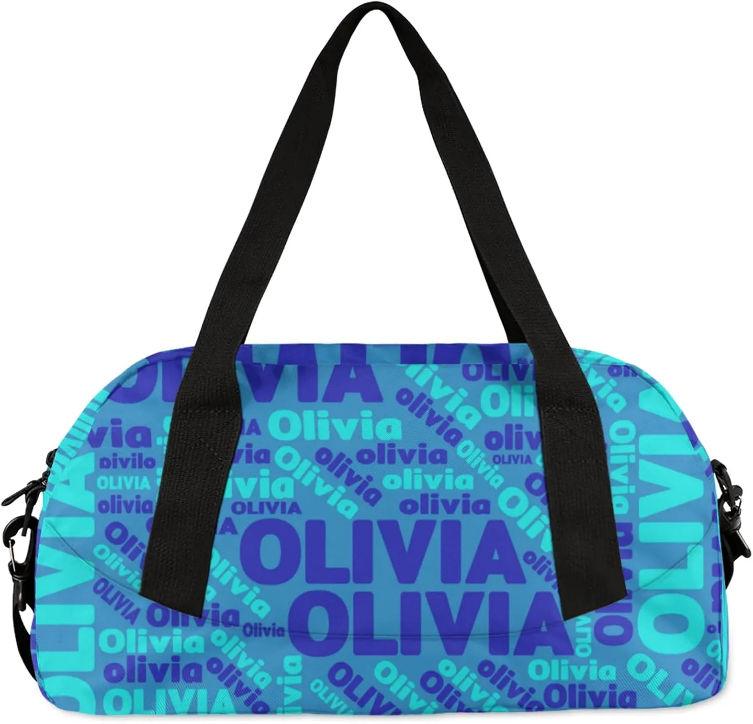 Personalized Gym Sport Duffel Bag with Name Custom Travel Overnight Bag Waterproof Customized Dance Bag Carry-On Tote 18.5in, Blue