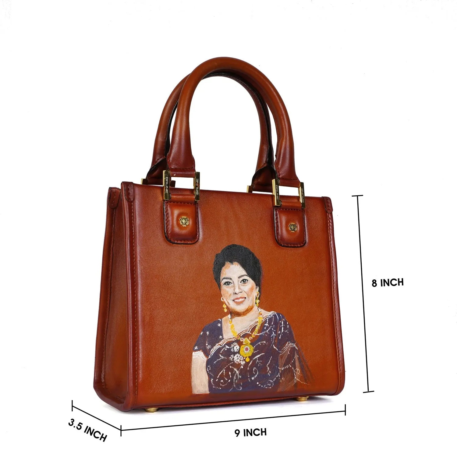 Personalized Hand-Painted Portrait Small Sized Tan Handbag
