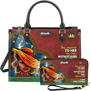 Personalized Leather Handbag For Black African Women – Matching Purse and Wallet Set – Mother's Day Gifts for Melanin Woman