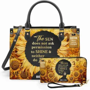 Personalized Leather Handbag For Black African Women – Matching Purse and Wallet Set – Mother's Day Gifts for Melanin Woman