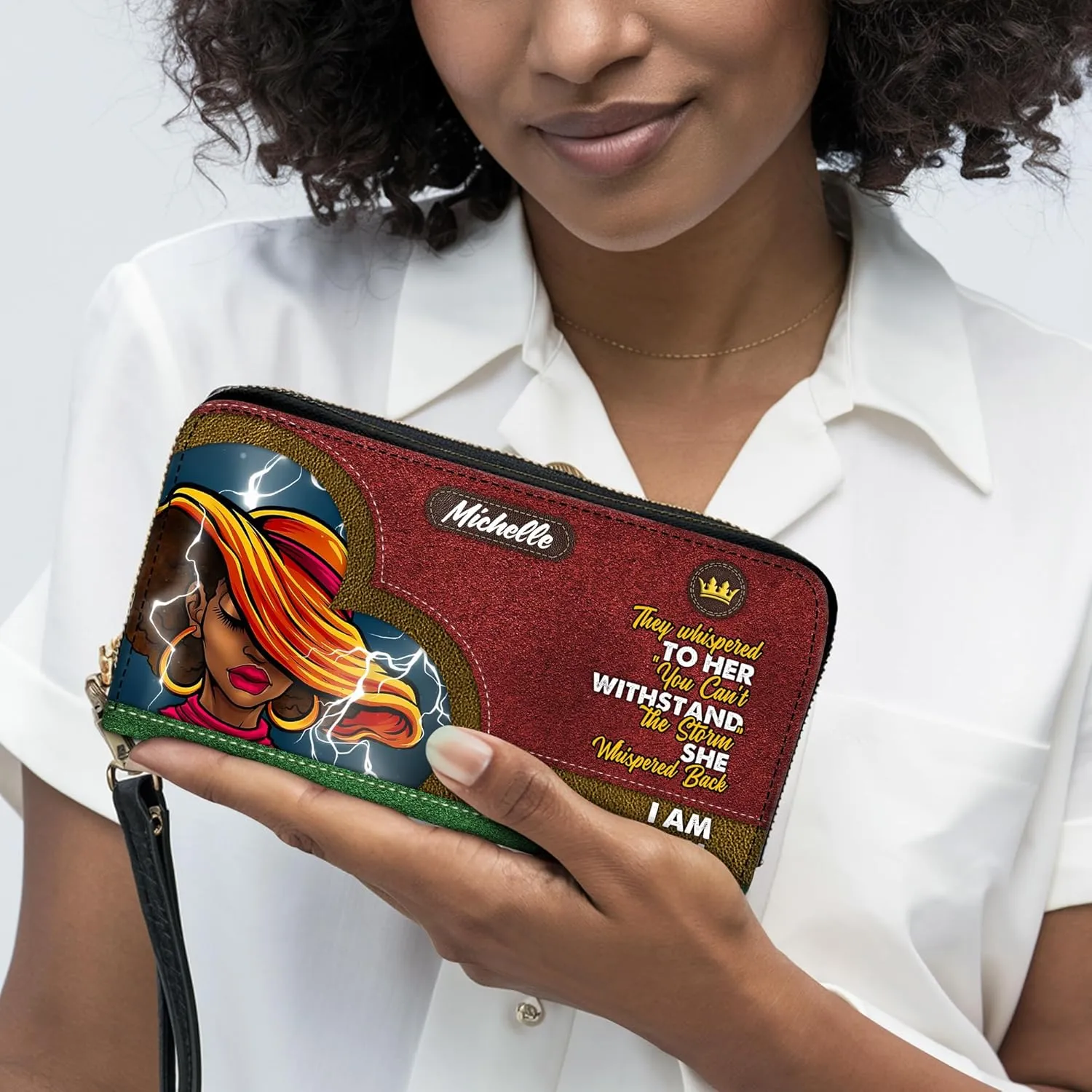 Personalized Leather Handbag For Black African Women – Matching Purse and Wallet Set – Mother's Day Gifts for Melanin Woman