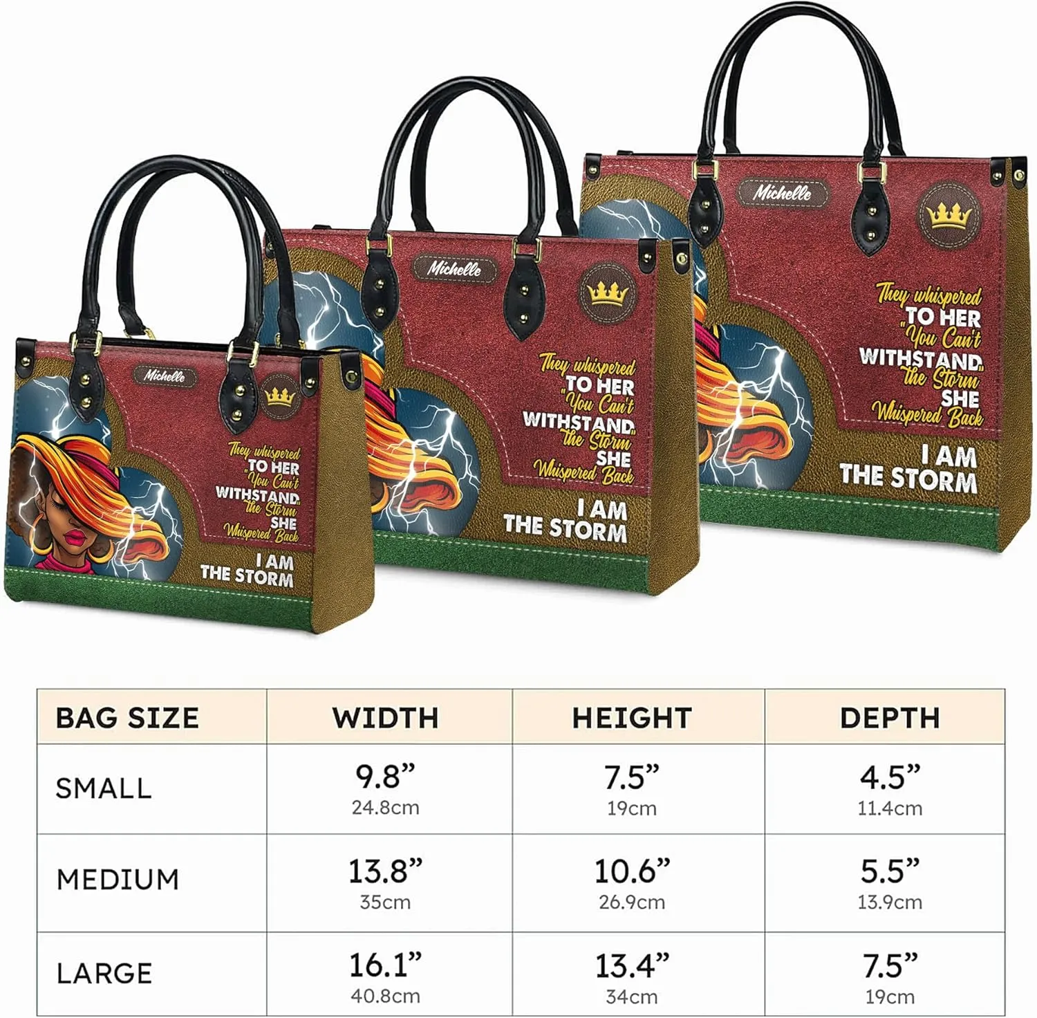 Personalized Leather Handbag For Black African Women – Matching Purse and Wallet Set – Mother's Day Gifts for Melanin Woman
