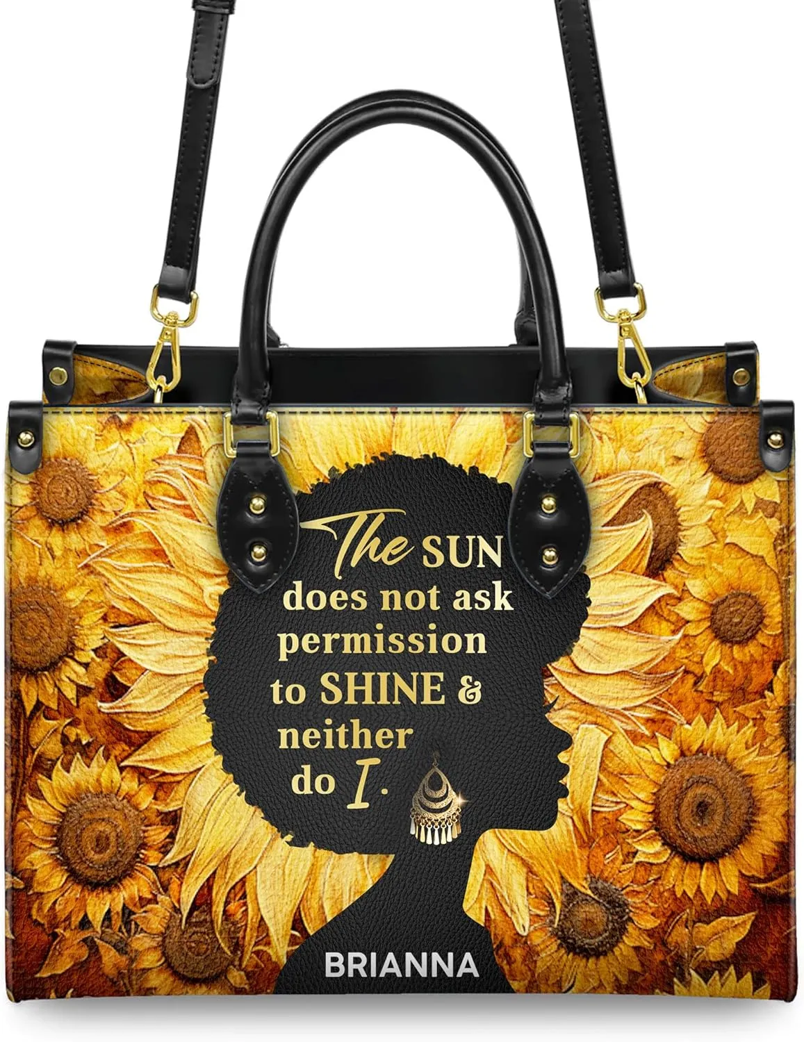 Personalized Leather Handbag For Black African Women – Matching Purse and Wallet Set – Mother's Day Gifts for Melanin Woman