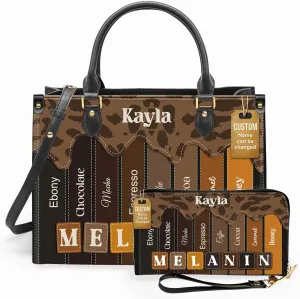 Personalized Leather Handbag For Black African Women – Matching Purse and Wallet Set – Mother's Day Gifts for Melanin Woman