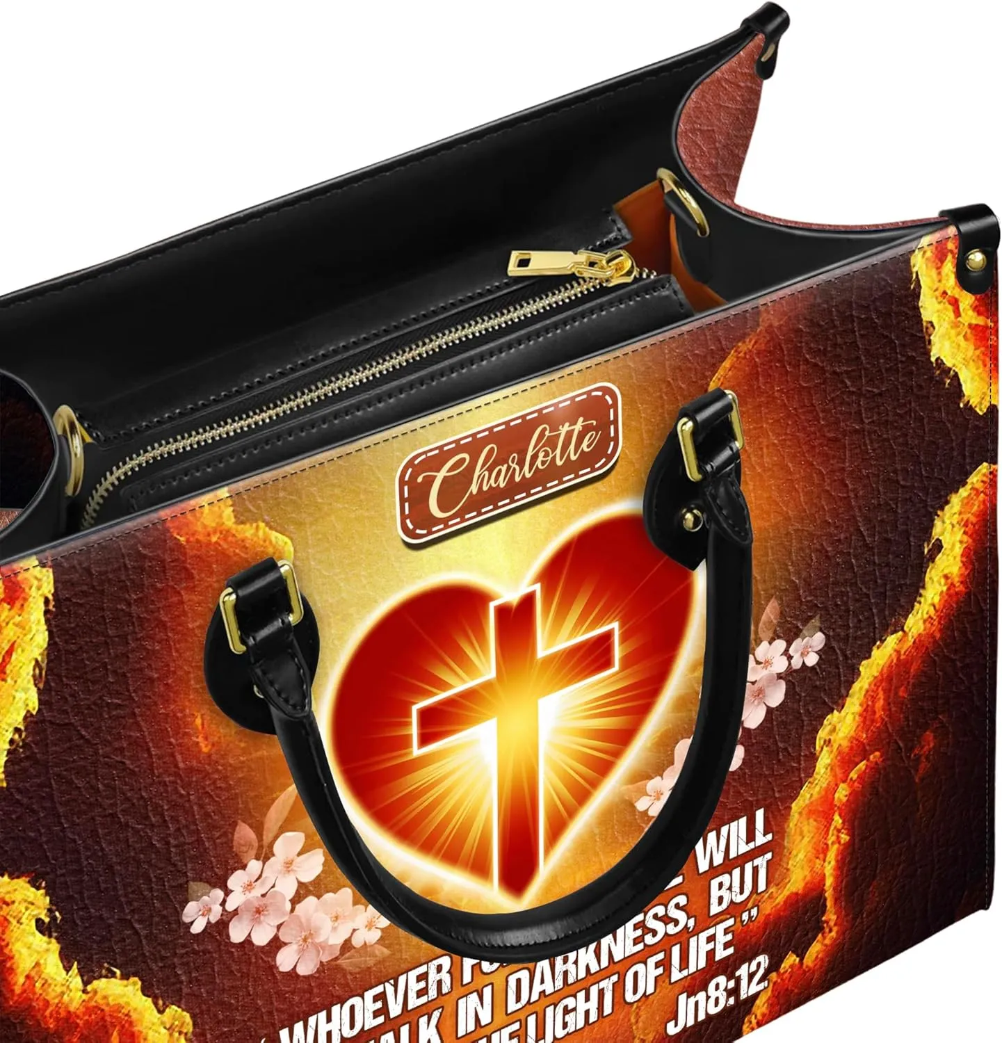 Personalized Leather Handbag for Women, Custom Name Church Bag, Christian Gifts, Mother's Day Gift for God Lovers