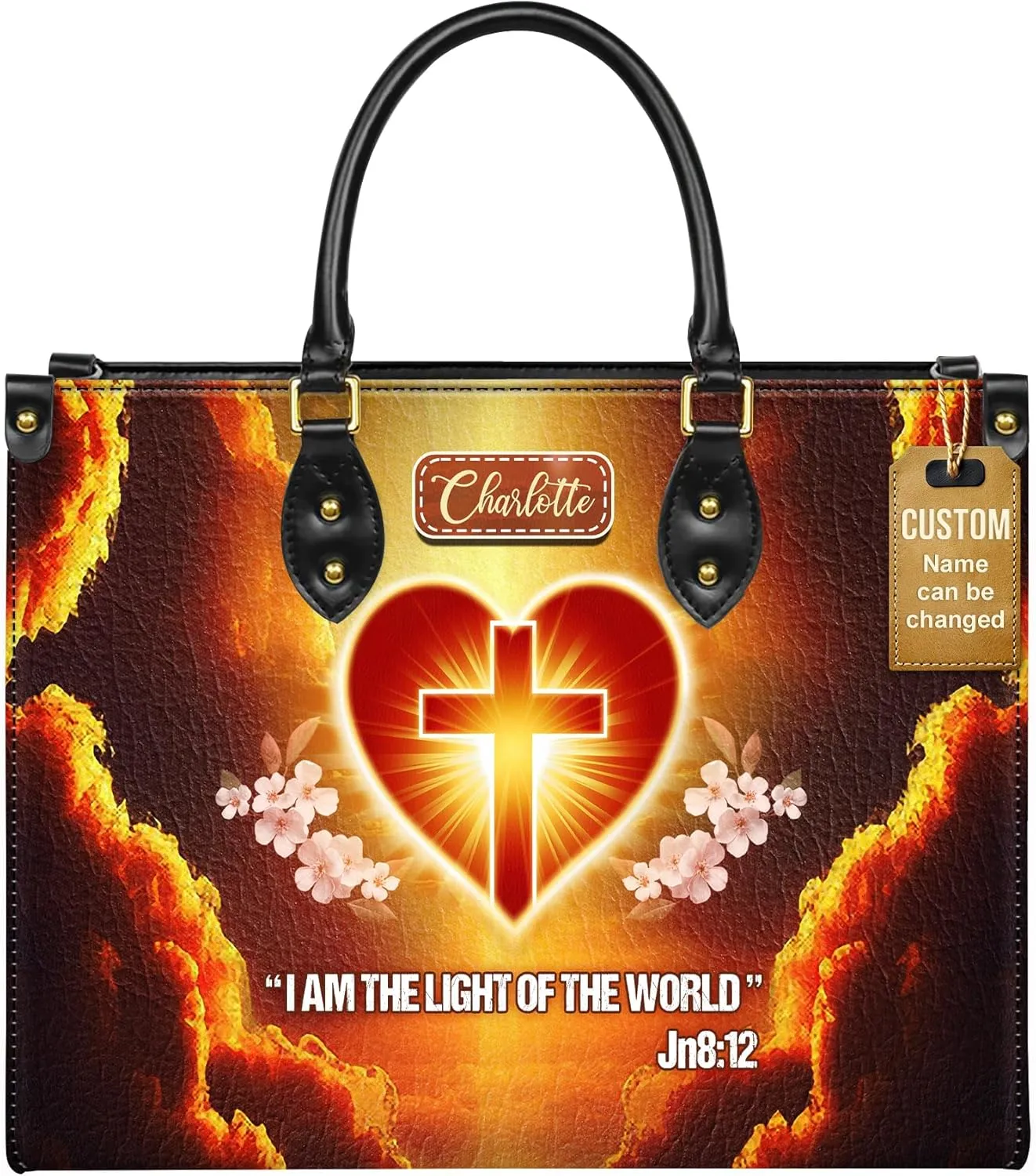 Personalized Leather Handbag for Women, Custom Name Church Bag, Christian Gifts, Mother's Day Gift for God Lovers